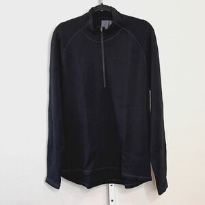 IBEX Merino Wool 1/2 Zip Sweater Men XL Black Logo Outdoor Camping Hiking Winter